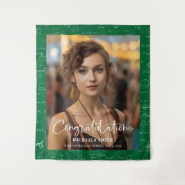 Tapiz Elegant Green Math Congratulations Photo Graduate