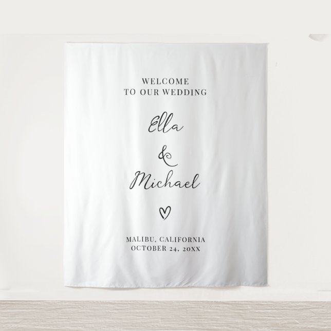 Tapiz Elegant Minimalist Wedding Welcome Sign - Tapestry (Anverso)