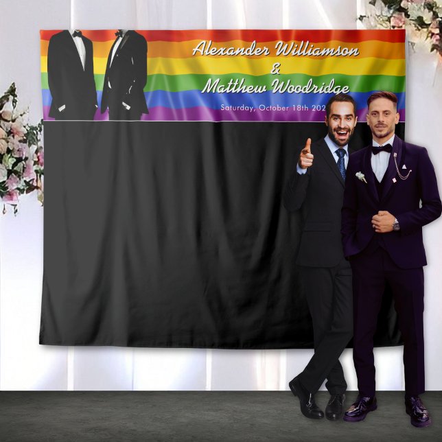 Tapiz Elegant Modern Gay Men Rainbow Wedding Backdrop (Subido por el creador)