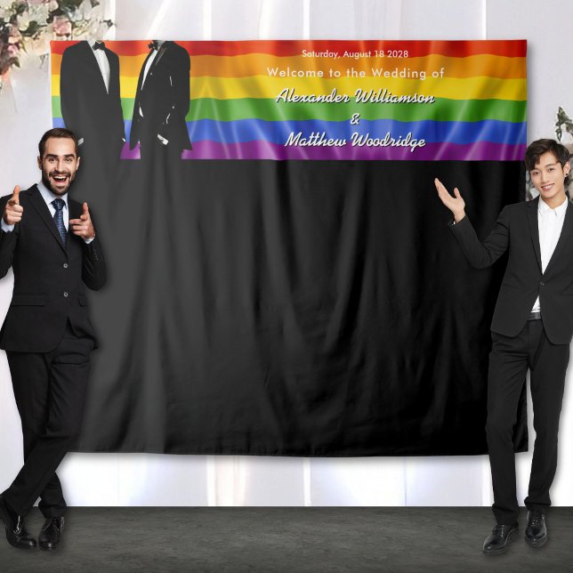 Tapiz Elegant Modern Gay Men Rainbow Wedding Backdrop (Subido por el creador)