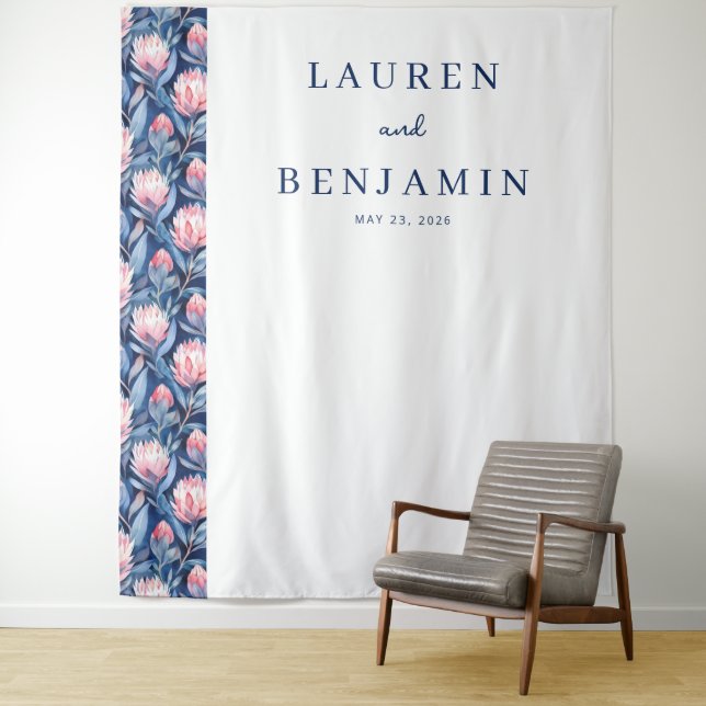 Tapiz Elegant Navy Floral Wedding Invitation (In situ)