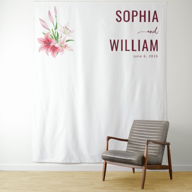 Tapiz Elegant Pink Floral Lilies (In situ)