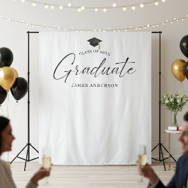 Tapiz Elegant Script Graduation Party Photo Backdrop