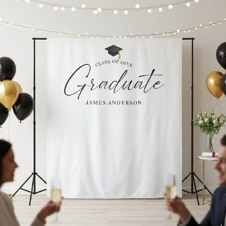 Tapiz Elegant Script Graduation Party Photo Backdrop