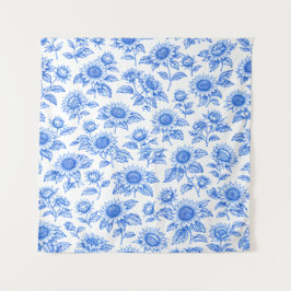 Tapiz Elegant Toile du Jouy Sunflowers – Blue Botanical 