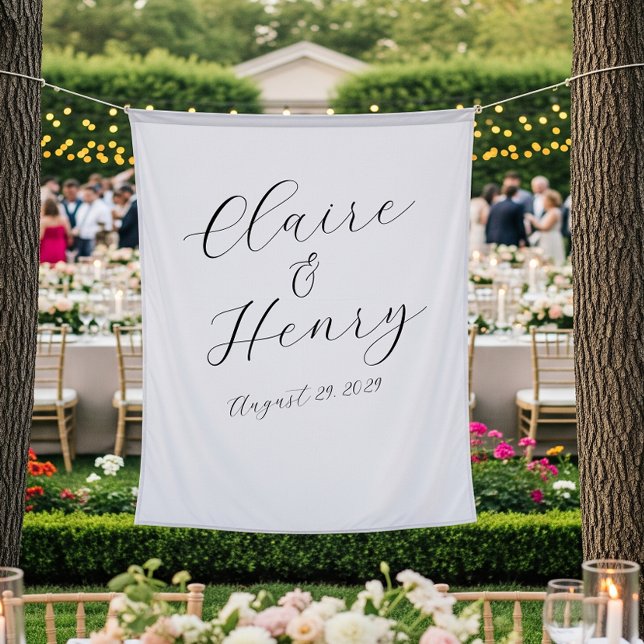 Tapiz Elegant Wedding Script Tapestry Backdrop (Subido por el creador)