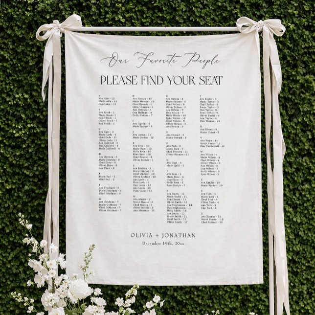 Tapiz Elegant Wedding Seating Chart Alphabetical Fabric (Subido por el creador)