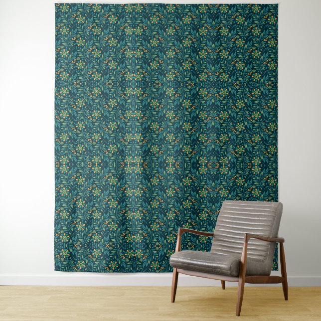 Tapiz Elegant Yellow and Teal Floral Pattern Design (In situ)