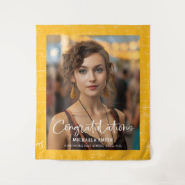 Tapiz Elegant Yellow Math Congratulations Photo Graduate