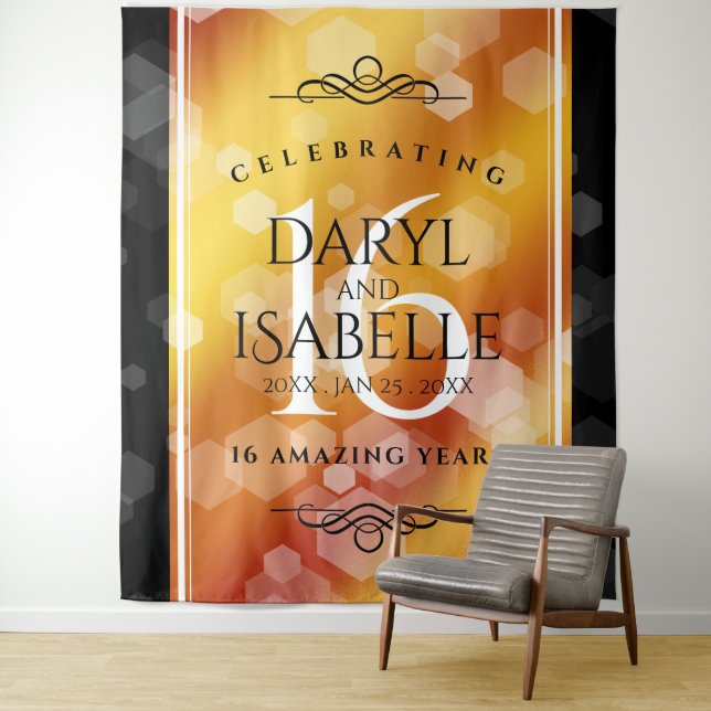 Tapiz Elegante 16º Aniversario del Boda de Topaz de Oro (In situ)