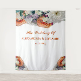 Tapiz Elegante acuarela Floral Boda Flores Fondo