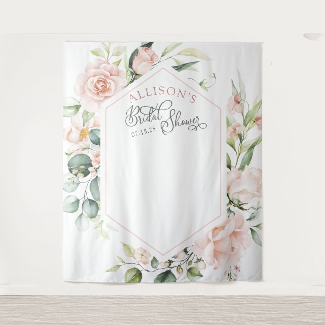 Tapiz Elegante acuarela floral ducha de novia fondo (Anverso)