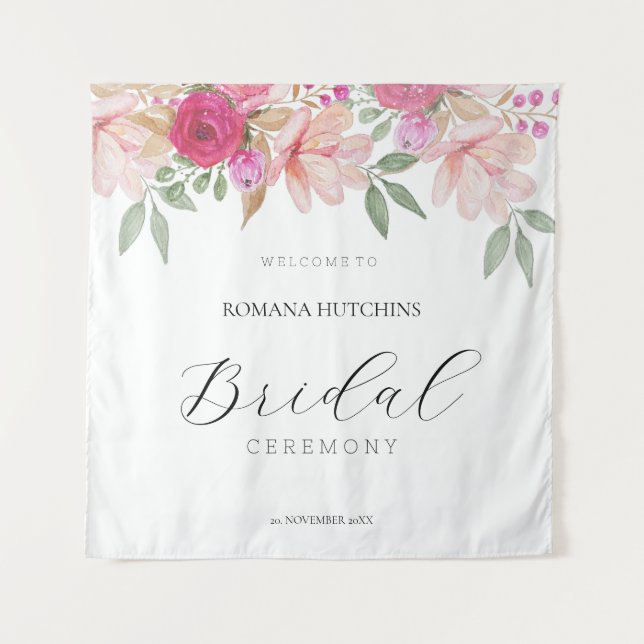 Tapiz Elegante acuarela floral pintada a mano (Anverso)