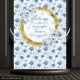 Tapiz Elegante acuarela Polvoriento Banner Boda dorado a