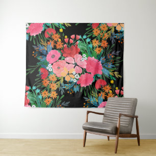 Tapiz Elegante acuarela rosa Floral Bouquet Diseño