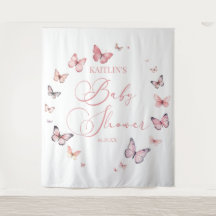 Elegante Baby Shower de mariposa rosa suave