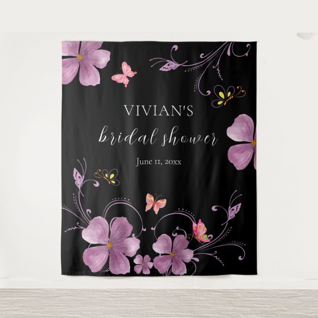 Tapiz Elegante Baño Me Da Mariposas Despedida de Soltera (Anverso)