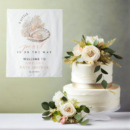 Tapiz Elegante bienvenida de Baby Shower Coastal Pearl