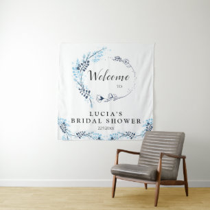 Tapiz Elegante Bienvenida de Ducha Nupcial Floral Monogr