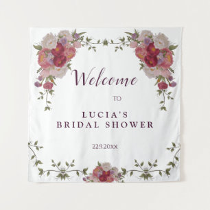 Tapiz Elegante Bienvenida de Shower Nupcial Floral Burgu