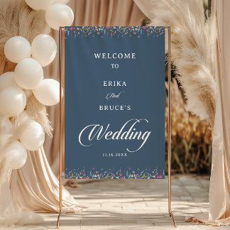 Tapiz Elegante Bienvenida Floral Botánica para Boda