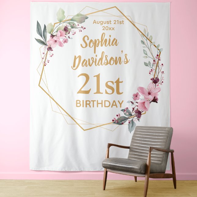 Tapiz Elegante Blossom de cerezo 21º aniversario fondo (Cherry Blossom 21st Birthday Backdrop - Where Elegance Meets Celebration 🌸🎉)