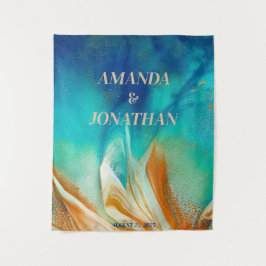 Tapiz Elegante Boda azul artístico  de fondo