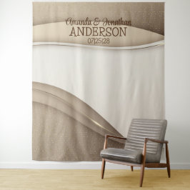 Tapiz Elegante Boda Beige Champagne Gold Wave