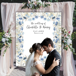 Tapiz Elegante Boda de flores silvestres azules