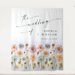 Tapiz Elegante Boda Pastel Pink Boho Wildflower