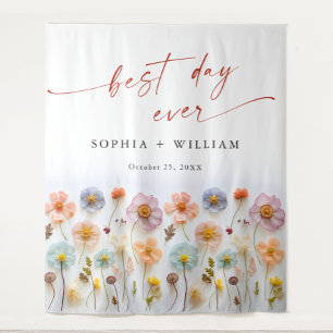 Tapiz Elegante Boda Pastel Pink Boho Wildflower