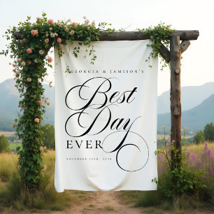 Tapiz Elegante Boda personalizado Rótulo "El mejor día d