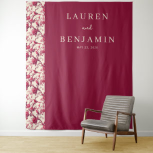 Tapiz Elegante borde floral granate