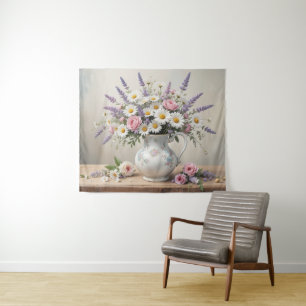 Tapiz Elegante Bouquet de primavera en la floral vase su