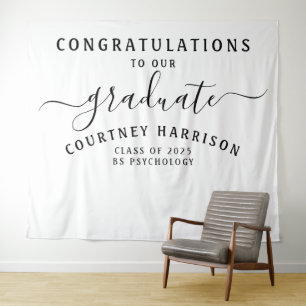 Tapiz Elegante Caligrafía de Letra Script para Graduació