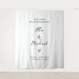 Tapiz Elegante cartel de bienvenida para boda minimalist