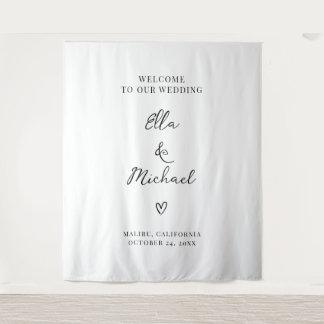 Tapiz Elegante cartel de bienvenida para boda minimalist