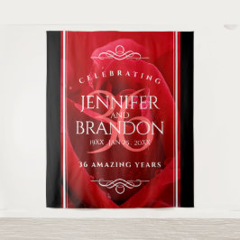 Tapiz Elegante celebración del 36° Aniversario Rosa Boda