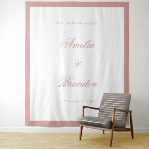 Tapiz Elegante Clásico Fondo de Boda con Borde de Rosa P