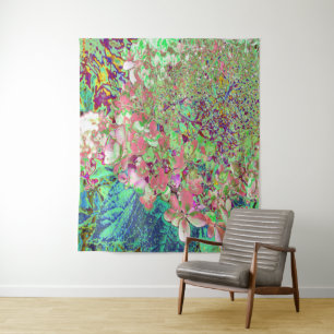Tapiz Elegante Coral y Chartreuse Limelight Hydrangea