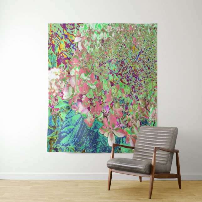 Tapiz Elegante Coral y Chartreuse Limelight Hydrangea (In situ)