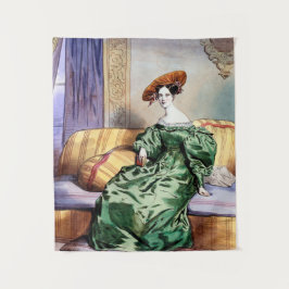 Tapiz Elegante dama con traje verde - Impresión de arte