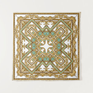 Tapiz Elegante diseño barroco dorado, ornamental.