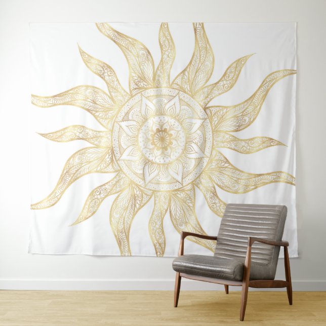 Tapiz Elegante Diseño de Mandala Gold Sun (In situ (horizontal))