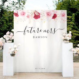 Tapiz Elegante dorado rosado floral de ducha de novia fo