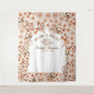 Tapiz Elegante ducha de novia con rosas florales beige