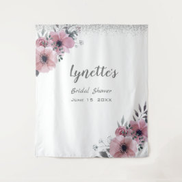 Tapiz Elegante ducha de novia rosa polvoriento con brill