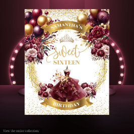 Tapiz Elegante dulce 16 fondo Balón de vestir de Borgoña