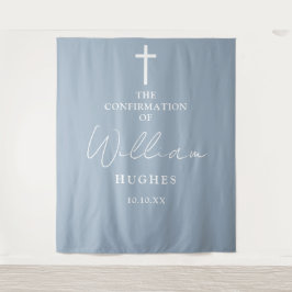Tapiz Elegante Dusty Blue Confirmation Photo Backdrop