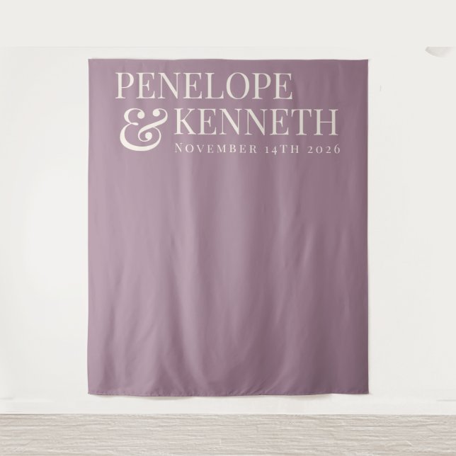 Tapiz Elegante Dusty Purple Custom Weddrop Backdrop (Anverso)